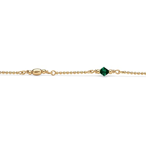 PalmBeach Yellow Gold-Plated Sterling Silver Round Simulated Birthstone Ankle Bracelet(2mm), 11 inches - Image 3
