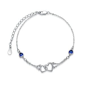 Blue Anklet for Women 925 Sterling Silver Something Blue Anklet for Bride Sapphire September Birthstone Beach Foot Wedding Jewelry for Bride