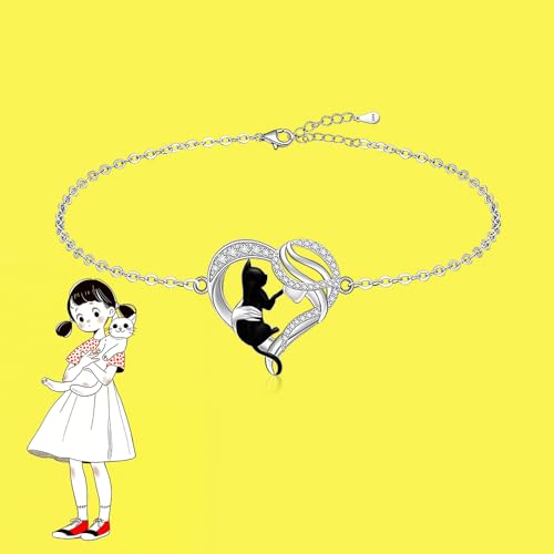 Black Cat Anklet Heart Cat Ankle Bracelets for Women 925 Sterling Silver Cat Anklets for Cats Lover Gifts - Image 8