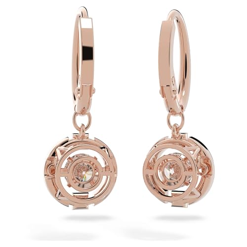 SWAROVSKI Una Pierced Drop Earrings with Dancing Crystal and Matching Pavé on a Rose-Gold Tone Finish Setting, Part of the Una Collection - Image 3