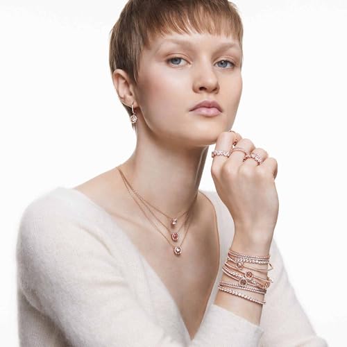 SWAROVSKI Una Pierced Drop Earrings with Dancing Crystal and Matching Pavé on a Rose-Gold Tone Finish Setting, Part of the Una Collection - Image 6