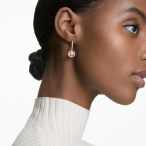 SWAROVSKI Una Pierced Drop Earrings with Dancing Crystal and Matching Pavé on a Rose-Gold Tone Finish Setting, Part of the Una Collection - Image 5