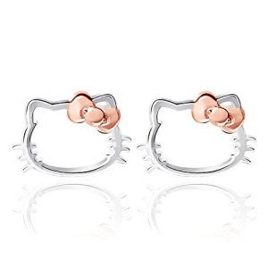 Sanrio Womens Stud Earrings - Sterling Silver Earrings with Silhouette Design Officially Licensed